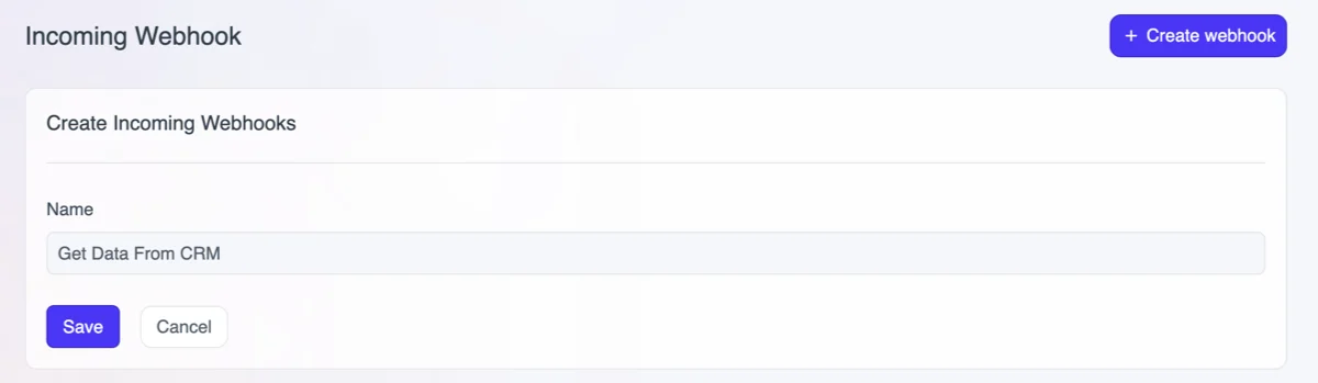 Create incoming webhook in orkap