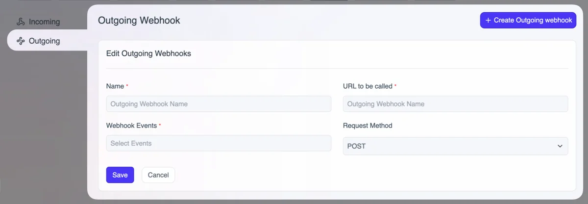 Create outgoing webhook